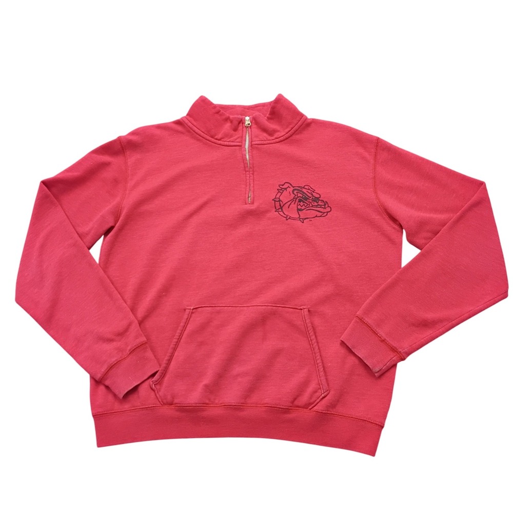 Triblend Sweats League Red Bulldog Quarter Zip Pullover Sweatshirt Size M